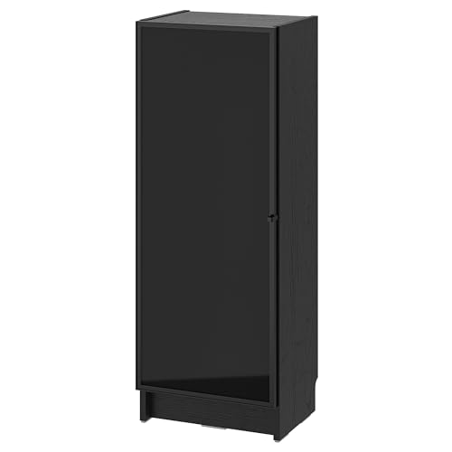 ProTuning BILLY/HÖGBO - Estantería combinada con puertas de cristal, efecto roble negro/negro, 40 x 30 x 106 cm