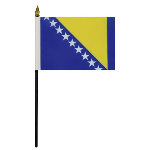 AZ FLAG - Tischflagge Bosnien Und Herzegowina - 15x10 cm Goldene Splitze - Bosnische Tischfahne 10 x 15 Cm - Flaggen