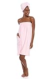 TexereSilk Women's Spa Towel & Head Wrap Set - Modal & Organic Cotton Blend (Barely Pink, 2X/3X)