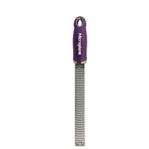 Image of Microplane Premium Classic Series Zester /Grater with USA-Made Blade, Eggplant Purple Handle - Ideal for Cheese, Citrus, & Chocolate
