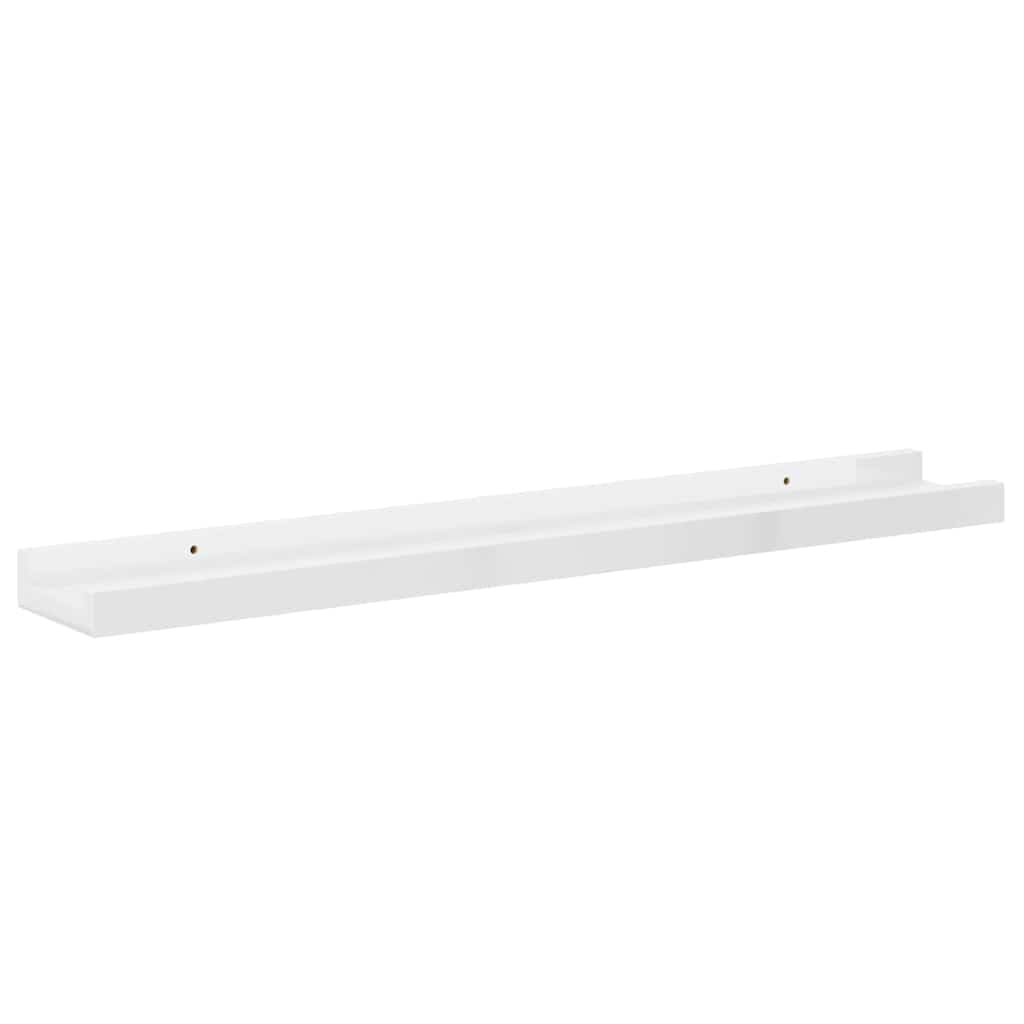 Set di 4 mensole da parete in MDF bianco lucido, 60 x 9 x 3 cm, per libri, decorazione e ordine, per soggiorno, camera da letto, cucina, ufficio