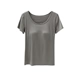 [COTEN] カップ付きTシャツ 半袖 カップ付き ブラトップ レディース インナー ビスコース. ノンワイヤー パッド付き M L XL 2XL (JP, アルファベット, 2XL, ダークグレー)