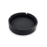 Grand cendrier rond en caoutchouc de silicone noir