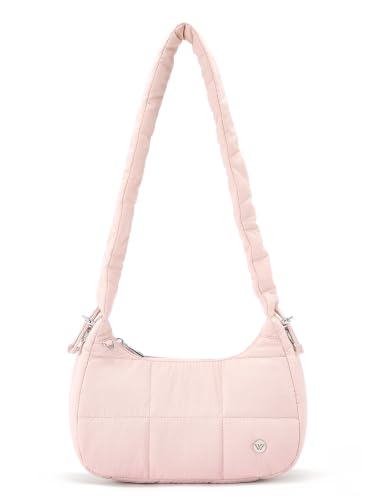 Image of WESTBRONCO Small Puffer Shoulder Bag, Quilted Crescent Crossbody Bags for Women Nylon Daily Purse, Womens Puffy Handbags