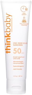 Thinkbaby SPF 50+ Baby Sunscreen, 3 Oz. – Safe, Natural Mineral Sun Cream for...