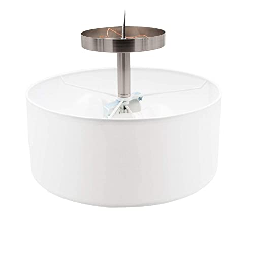 Maxxima 13 In. Semi-Flush Mount Led Ceiling Fixture With White Fabric Shade, 2700K Warm White, 1600 Lumens, Dimmable Drum Shade 2 A19 Led Light Bulbs Included #TOP5