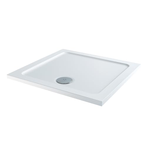 Hydrolux® 900 x 900 x 45mm White Bathroom Shower Tray for Enclosures Cubicles & Wet Room with Waste, Square