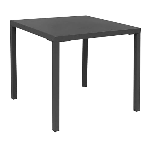 milani home - Tavolo Quadrato Fisso In Ferro Nero 80x80 Per Esterno Giardino, Portico, Ristorante, Gelateria Bar Hotel Albergo - Antracite