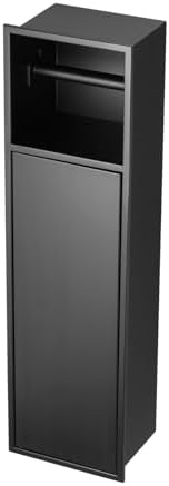 Toilet Paper Holder with Storage 6 * 24 * 4.94inches(L*H*D) | 2-in-1 Wall Mounted Stainless Steel Organizer | Built-in 3-Tier Hidden Cabinet for Max Space in Small Bathrooms