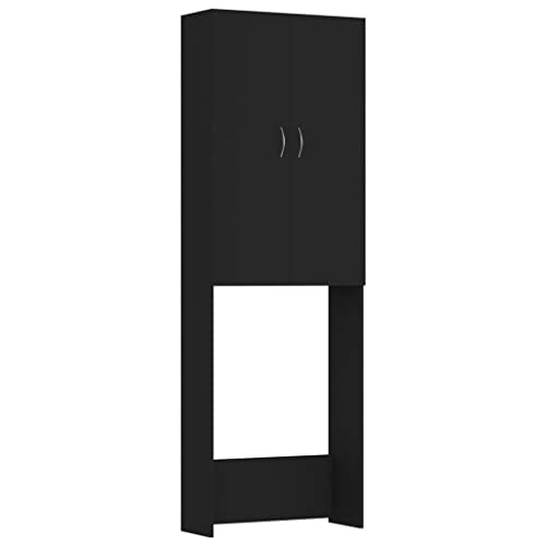 vidaXL Meuble pour Machine à Laver Armoire Haute de Rangement Armoire à Lave-Linge Présentoir Buanderie Intérieur Noir 64x25,5x190 cm
