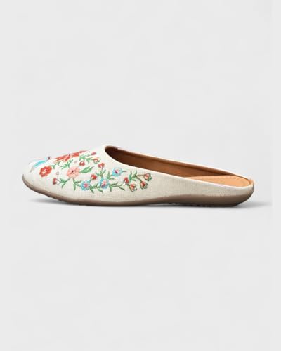 Image of OPIVE's Mehandi Women's Mojari Jutti Ethnic Punjabi Juttis Traditional Flat Embroidered Canvas Fancy Bellies Comfortable Sole for Womens & Girls