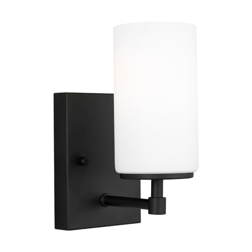 Image of Generation Lighting 1-Light Alturas Contemporary Bath Fixture Wall Lamp Midnight Black 4124601-112 | Bathroom Light Fixture for Home Decor | Wall Sconce Vanity Light Fixture and Bathroom Accessory