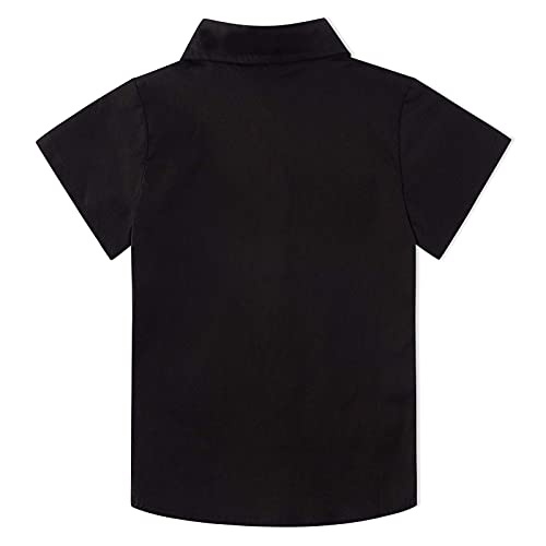 Enlifety Solid Color Shirt For Boys Girls 7-8 Years Classic Black Button Up Blouse Summer Casual Short Sleeve School Uniform Shirts #TOP3
