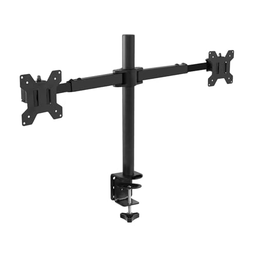 Soporte de monitor dual resistente NBYGSC con elevación telescópica para doble pantalla de 32"