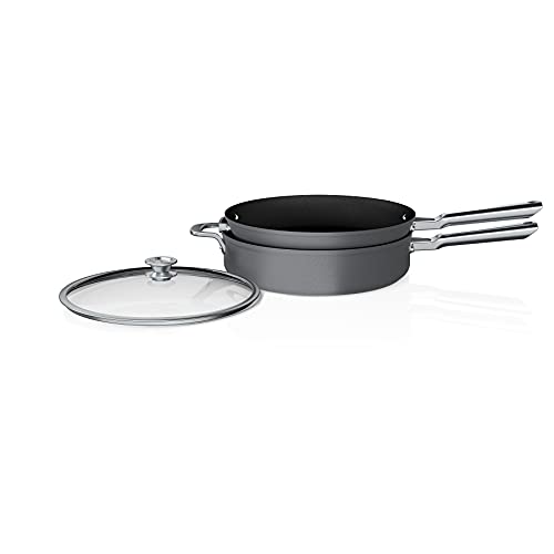 Comparison: Best Ninja Neverstick Possible Pan 8 Ninja C53300 Foodi NeverStick Premium 3-Piece Cookware Set with Glass Lid, Anti-Scratch Nest System, Hard-Anodized, Nonstick, Durable & Oven Safe to 500°F, Slate Grey