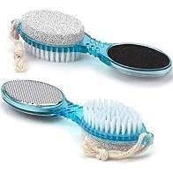 Wheezy Manicure and Pedicure (4 in 1) Paddle Kit Tool Dead Skin Remover with Pumice Stone, Foot Hand Toe Nail Cleaning Brush, Metal File and Emery Board (2 Count (Pack of 1))