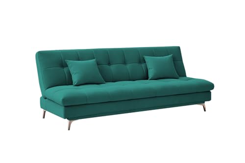 Image of Krancy Solid Wood 3 + 2 Seater Sofa Cum Bed with 2 Cushions | Convertible Wooden Couch for Living Room, Home & Office | Modern Designer Furniture | 3 Years Warranty | Pine