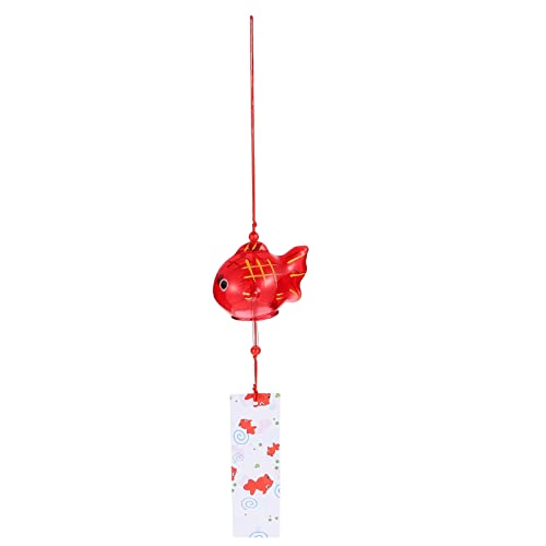 Dechous Japanese Wind Chimes Glass Wind Bells Lucky Fish Hanging Pendant For Birthday Gift Outdoor Indoor Home Wedding Decors Red #TOP6