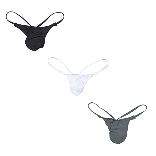 Men's Ice Silk Thong G String Classic Low Rise Bikini Briefs Underwear