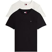 Tommy Jeans Herren 2er Pack T-Shirts Kurzarm Xslim Jersey aus Baumwolle, Mehrfarbig (Black/Ecru), L