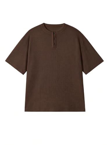 Image of The Modern Soul Men's Waffle Knit Henley Half Sleeve Tshirt for Men