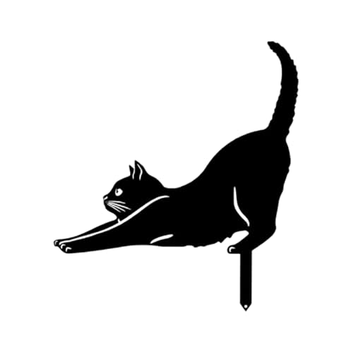 Générique Piquets Décoratifs en Métal - Chat Noir en Statue pour Jardin | Ornements Extérieurs pour Pelouse, Idéaux pour Les Amoureux des Chats -...