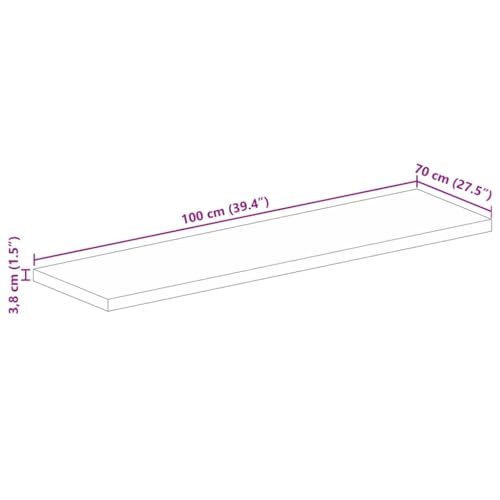 Tablero de mesa de madera maciza de mango rectangular de 100x70x3,8 cm 4