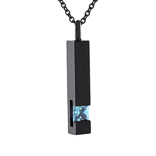 Collier urne funéraire acier inoxydable pendentif cendre et cristal