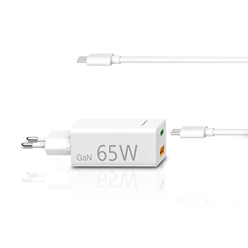 Hama Netzteil USB C und USB A universal für Notebook, Tablet und Smartphone (kompaktes USB Ladegerät GaN Power Delivery, 65 Watt Schnellladegerät Quick Charge 3.0, kompatibel mit Thunderbolt) weiß