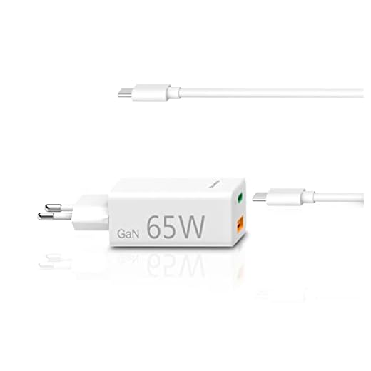 Hama Netzteil USB C und USB A universal für Notebook, Tablet und Smartphone (kompaktes USB Ladegerät GaN Power Delivery, 65 Watt Schnellladegerät Quick Charge 3.0, kompatibel mit Thunderbolt) weiß
