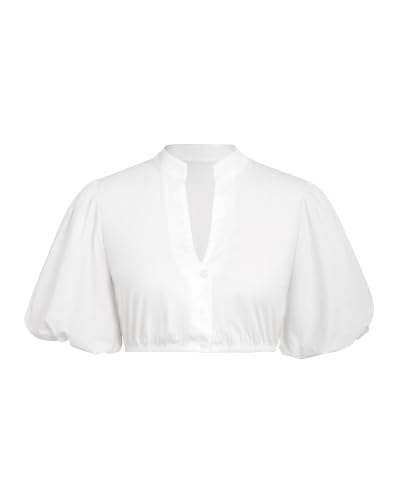IIBOOYYE White Dirndl Blouse V Neck Short Sleeve Dirndl Shirts Crop Top 2XL