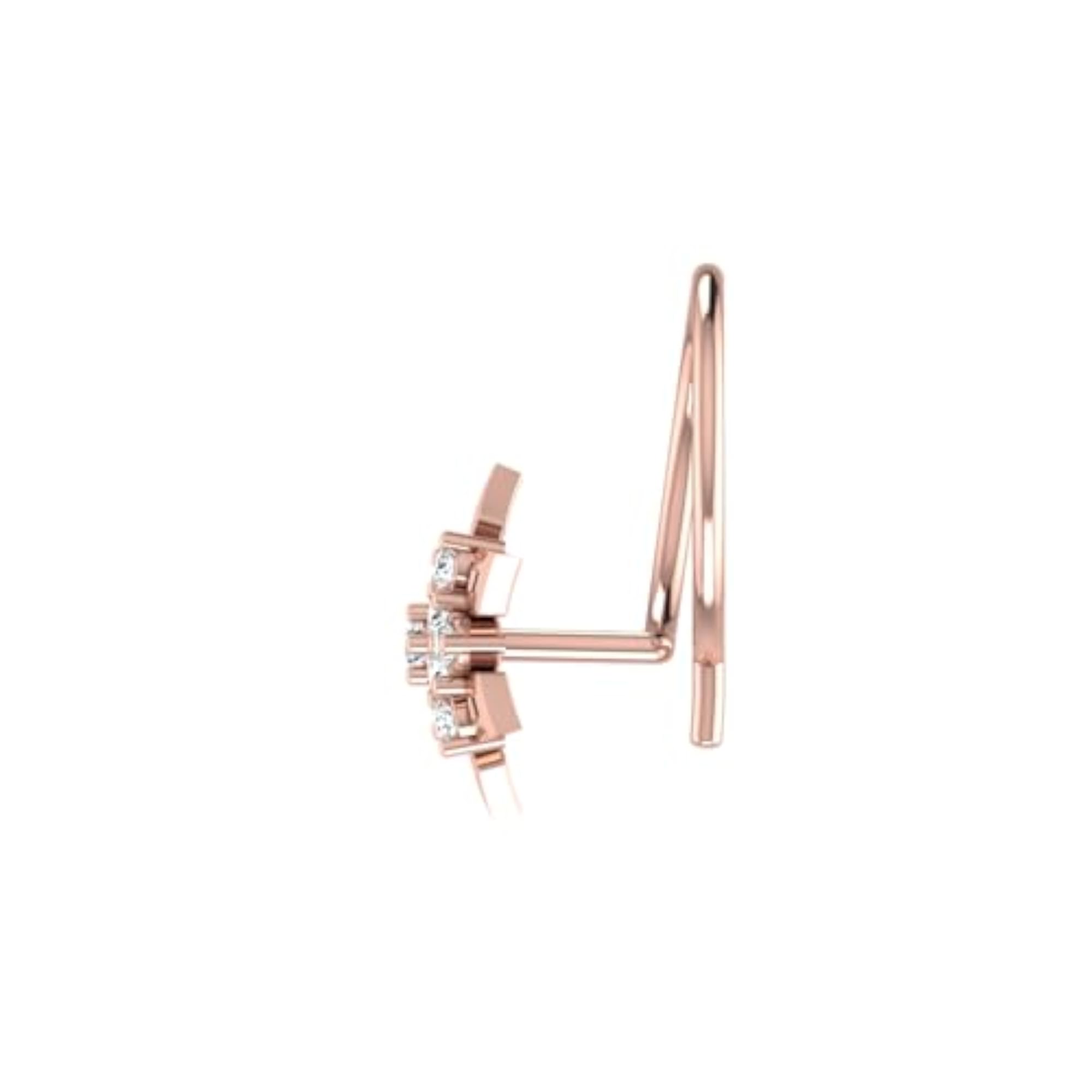 9K BIS Hallmarked Rose Gold Stud Nosering, Stylish Accessory