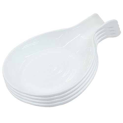 Cionyce White Plastic Spoon Rest Set, Serving Spoon holder for