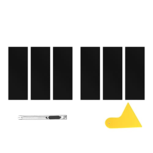 Image of ramuel Compatible with Carbon Fiber Vinyl Wrap 11.8 inch x 4 inch Chevy Bowtie Emblem Wrap Kit Decals with Spatula and Cutter 6 Pcs Universal Logo Overlay (6pc Pure Black)