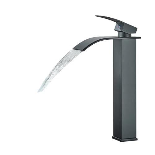 Grifo de lavabo cascada negro monomando mezclador para baño 2
