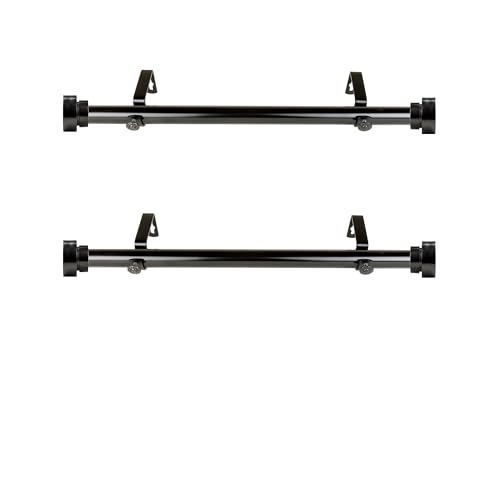 1 inch Side Curtain Rod 12-20 inch (Set of 2) - Black