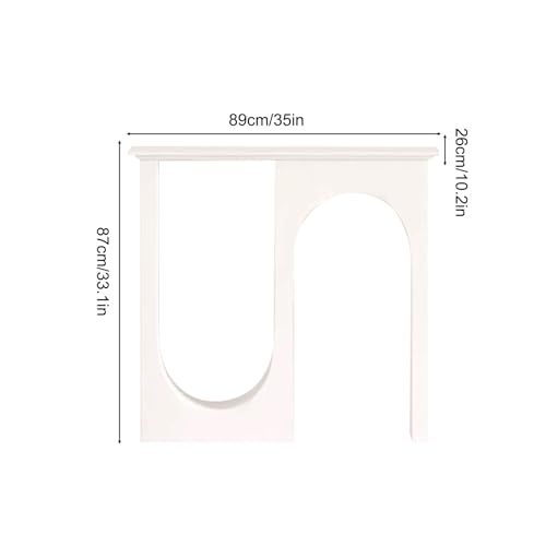 Mesa rectangular estrecha para vestíbulo con estantes funcionales de diseño geométrico 2