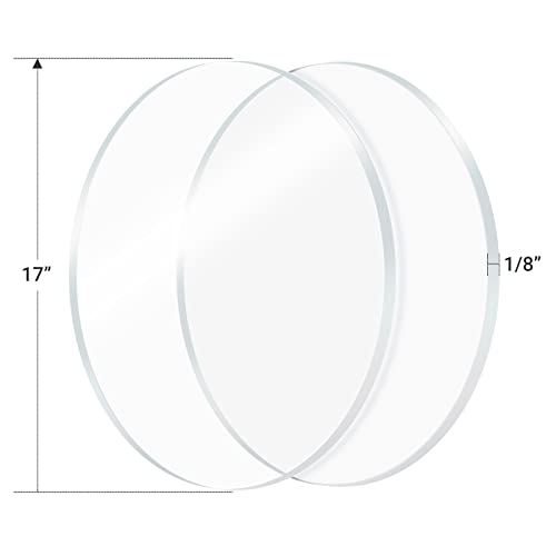 Image of 2 Pieces 1 /8 inch Round Plexiglass Sheet, 17 Inch Diameter Clear Acrylic Circle, Round Cake Disk Acrylic Sheet, Plexiglass Table Top, Acrylic Backdrop