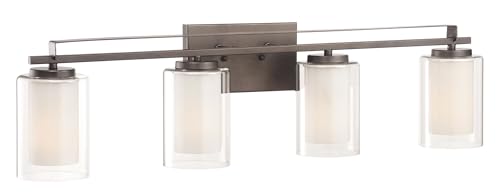 Image of Minka Lavery 6104-172 Parsons Studio Vanity Bath Light, 4-Light, 400 Total Watts, 32.5-in H x 8.75-in W, Smoked Iron