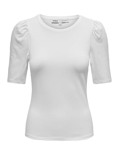 ONLY Damen Onllive Love 2/4 Pufftop JRS Noos, Weiß, XL – Ansicht 1