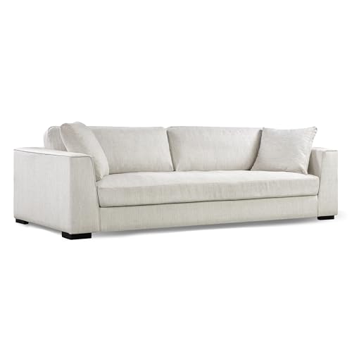 Image of Poly & BARK Capri 99 inch Sofa - Upholstered in Performance Fabric, Square‑Arm Design with Loose Cushions and Solid Frame - Fully Assembled, Stylish Comfort for Living Spaces