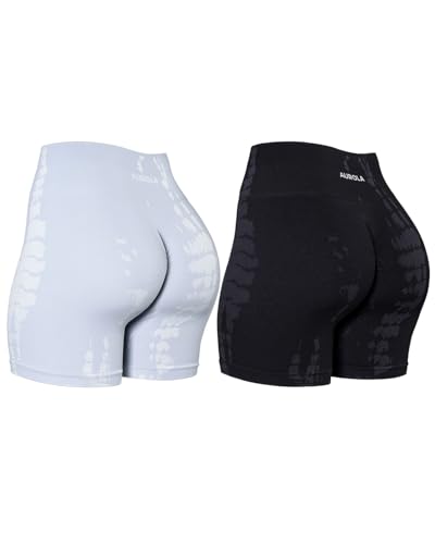 AUROLA Serpent Seamless Scrunch Workout Shorts for Women,Tummy Control Squat Proof Ribbed Thick Active Gym Short