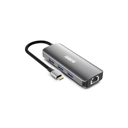 Hub USB-C 7 en 1 Urban Factory avec double HDMI 4K et Ethernet RJ45 pour ordinateur portable