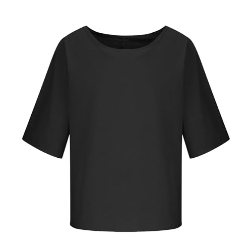 Oversized Tshirts for Girls Crewneck Summer 3/4 Length Sleeve Loose Fit Solid Color Basic Tees Casual Blouses Kids Shirt4