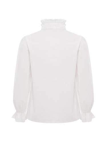 Kids Girls School Uniform Shirts Puff Long Sleeve Princess Lace Ruffle Collar Bowtie Button Down Blouse Tops4