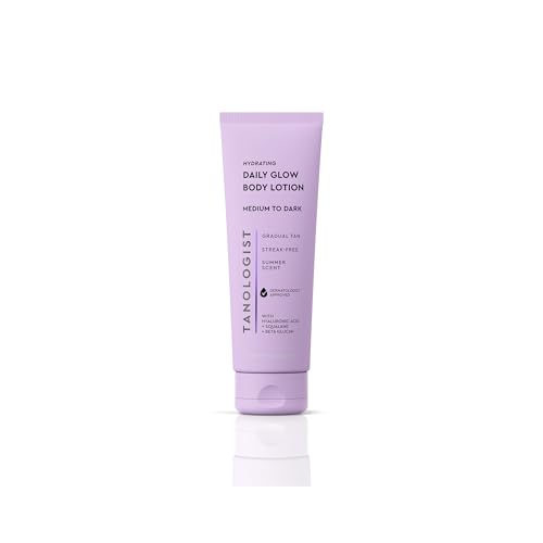 tanologist hydrating daily glow body lotion- mediumdark buildable amp transfer-proof gradual self tanner summer fragrance natural not orange lasts 7 days vegan clean formula 845 fl oz