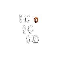 FIOROYAL 3 paia Orecchini Clip Donna Oro Orecchini A Clip 14K Placcati Chunky Hoop Orecchini Senza Buco Orecchini Clip Finti Orecchie Sets Orecchini Donna Oro/Argento ST