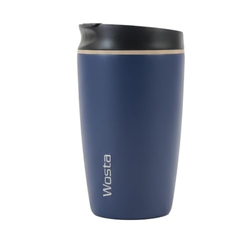 Image of Wosta SmoothSip Slider Insulated Stainless Steel Coffee Tumbler, Reusable Iced Coffee Cup, Hot Coffee Travel Mug, BPA Free 12 oz / 380 ml. (Blue)