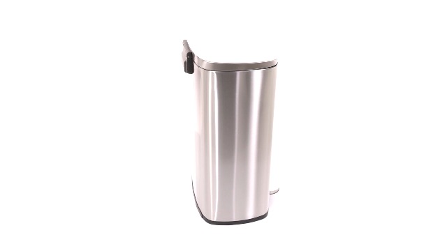Amazon Basics Smudge Resistant Rectangular Trash Can With Soft-Close Foot Pedal, Brushed Stainless Steel, 50L/13.2 Gal, 16.7x14.7x25.9 in, Satin Nickel Finish