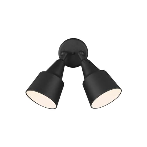 Image of Generation Lighting 2-Light 12.5-Inch Adjustable Flood Light in Black | Wet-Rated Aluminum Fixture with Matching Shade, an Exterior Lighting Fixture and Outdoor Lamp for Home Security or Driveway